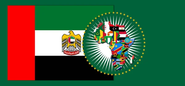 Egyesült Arab Emirates Zászló Térkép Zászlók Afrikai Világ Illusztráció — Stock Fotó