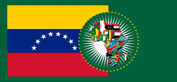 Venezuela  flag with map and flags of the African World - 3D illustration