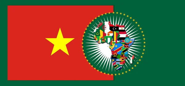 Vietnam Vlajka Mapou Vlajkami Afrického Světa Ilustrace — Stock fotografie