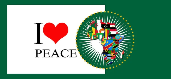 Love Peace Text Map Flags African World Illustration — Fotografia de Stock