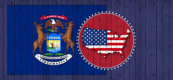 Michigan Flag Map Flag American World — 图库照片