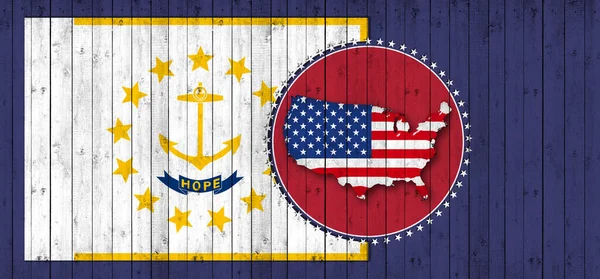 Rhode Island Flag Map Flag American World — 图库照片