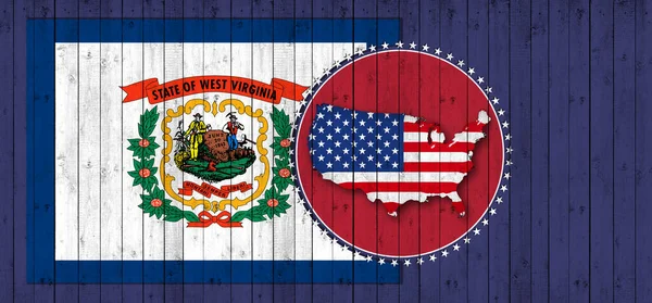 West Virginia Flag Map Flag American World — 图库照片