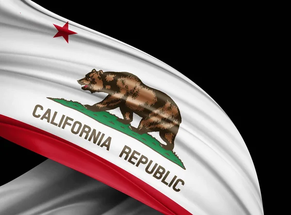 California Flag Silk Black Background Illustration — Stok fotoğraf