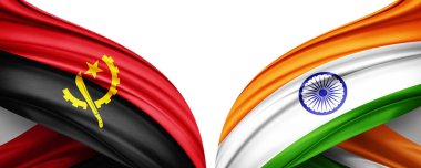 Angola bayrağı ve ipek 3D resimli Hindistan bayrağı