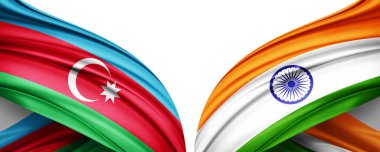 Azerbaycan bayrağı ve ipek 3D resimli Hindistan bayrağı