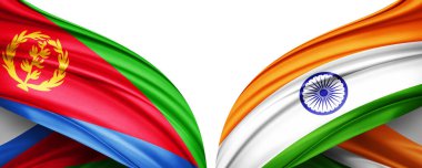 Eritre bayrağı ve ipek 3D resimli Hindistan bayrağı