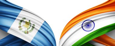 Guatemala bayrağı ve ipek 3D resimli Hindistan bayrağı