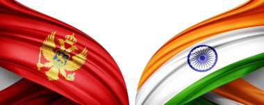 Karadağ bayrağı ve ipek 3D resimli Hindistan bayrağı