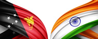 Yeni Gine bayrağı ve ipek 3D resimli Hindistan bayrağı