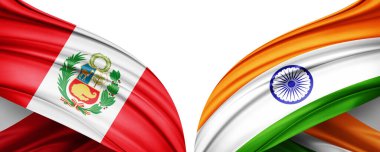 Peru bayrağı ve ipek 3D resimli Hindistan bayrağı