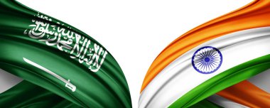 Suudi Arabistan bayrağı ve ipek 3D resimli Hindistan bayrağı