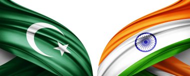 Yıldız ve Hilal bayrağı, İslam dini sembolü bayrağı ve ipek-3D resimli Hindistan bayrağı