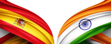 İspanya bayrağı ve ipek 3D resimli Hindistan bayrağı