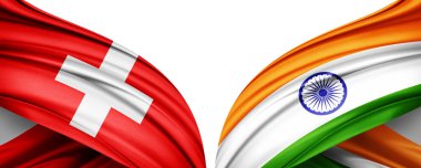 İsviçre bayrağı ve ipek 3D resimli Hindistan bayrağı