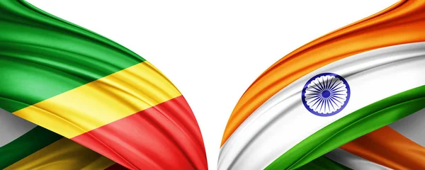 Прапор Республіки Конго Прапор Індії Шовк Ілюстрація — стокове фото