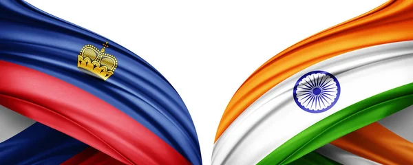 Bandeira Liechtenstein Bandeira Índia Ilustração Seda — Fotografia de Stock