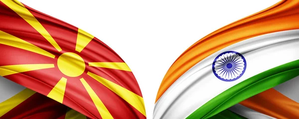 Bandera Macedonia Bandera India Seda Ilustración — Foto de Stock