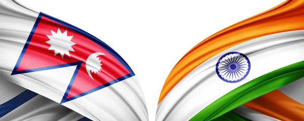 Flaga Nepalu Flaga Indii Jedwabiu Ilustracji — Zdjęcie stockowe
