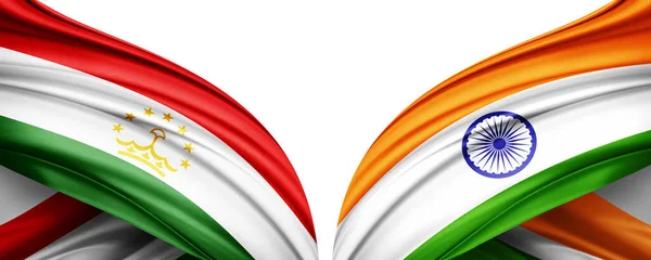 Bandeira Tajiquistão Bandeira Índia Ilustração Seda — Fotografia de Stock