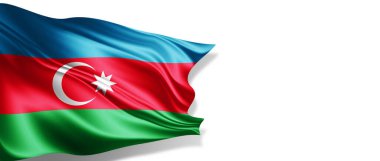 Azerbaycan ipek ve siyah arkaplan 3D illüstrasyon bayrağı