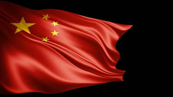 China Flag Silk Black Background Illustration — Stock Photo, Image