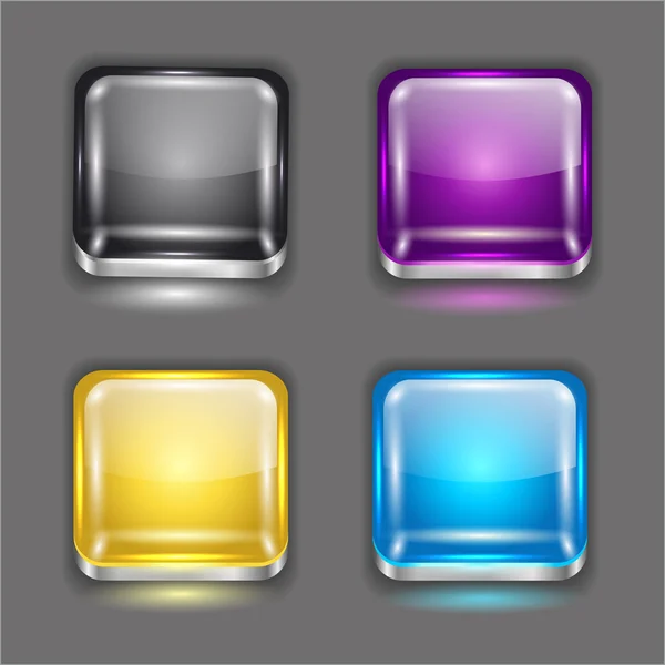 Ensemble d'icônes de boutons brillants . — Image vectorielle