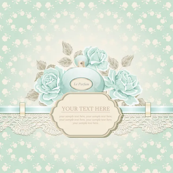 Gül ve parfüm şişesi olan klasik bir geçmiş.
