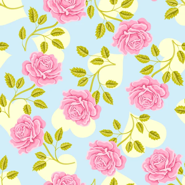 Seamless wallpaper pattern with roses — Stock Vector