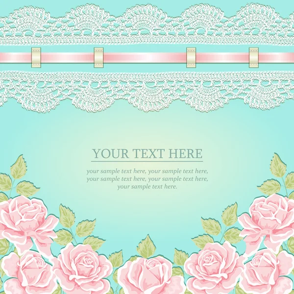 Gül, kurdele, dantel ile antika arka plan.