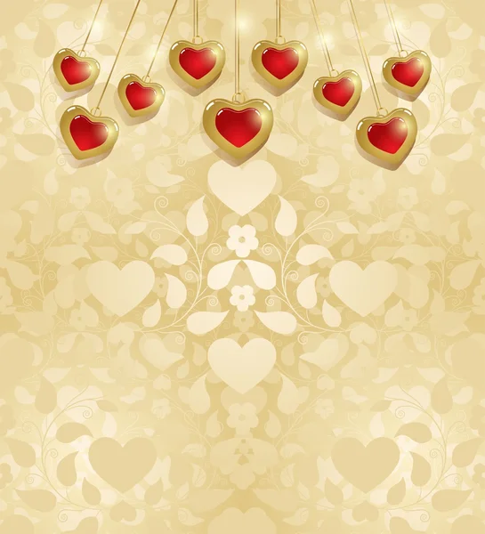 Tarjeta del día de San Valentín con corazones — Vector de stock