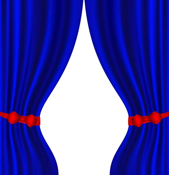 Rideau bleu sur blanc — Image vectorielle
