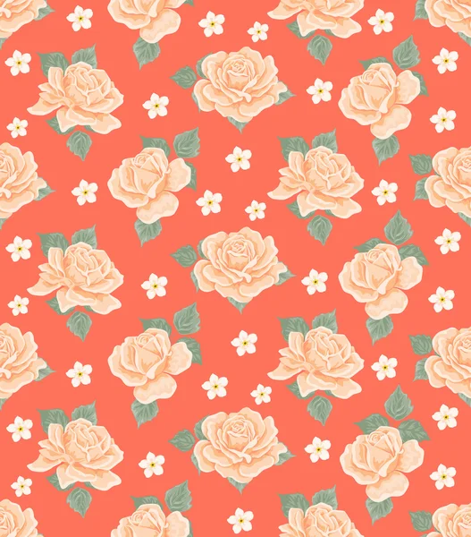 Seamless wallpaper pattern with roses — Stock Vector