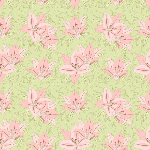 Patrón sin costura floral con lirio — Vector de stock