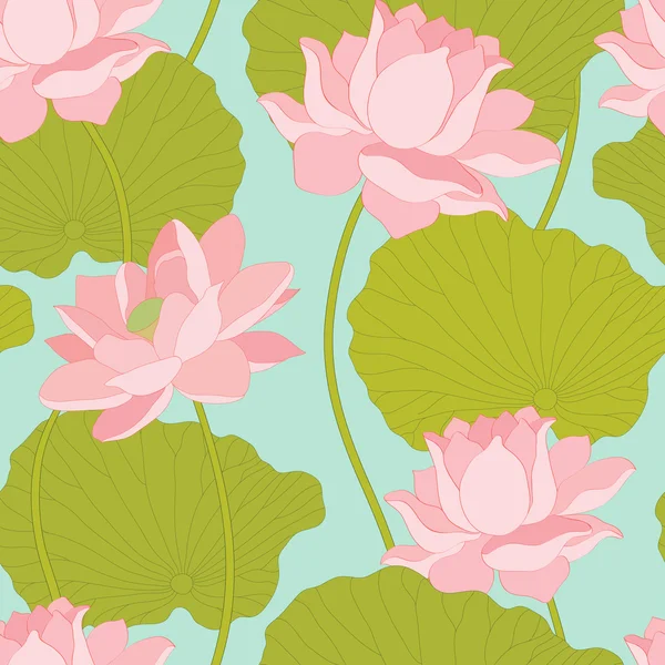 Naadloze achtergrond patroon met lotus — Stockvector