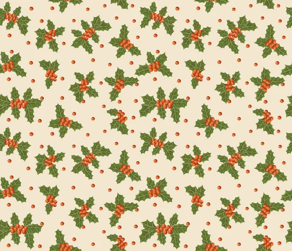 Sömlös jul mönster med holly berry — Stock vektor