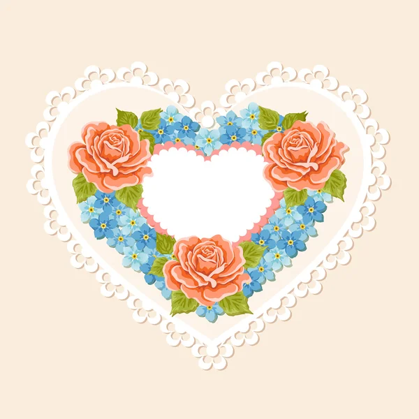 Der Hintergrund des Valentinstages. Herz aus Blumen — Stockvektor