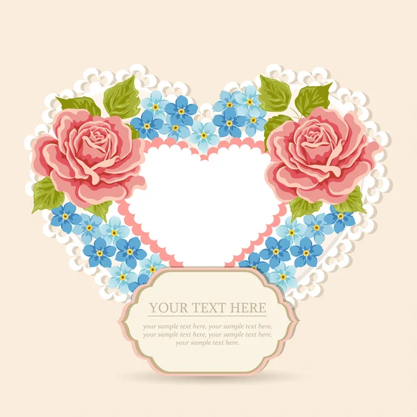 Tarjeta de felicitación con forma de corazón. Día de San Valentín — Vector de stock