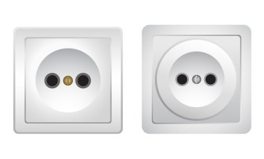 Beyaz arka plan üzerinde soketleri