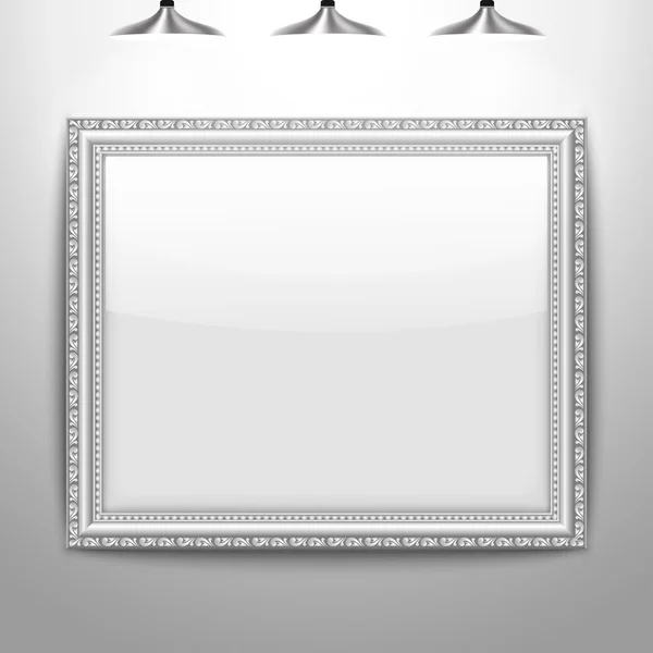 Illustratie van een leeg frame op een muur — Stockvector