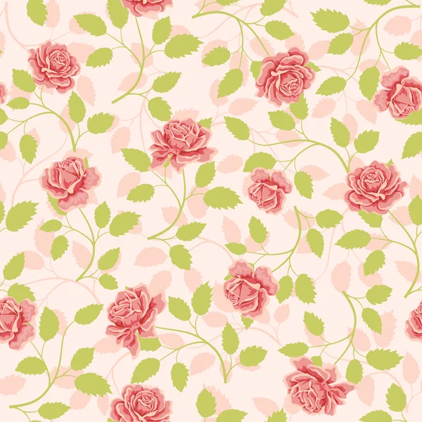 Seamless wallpaper pattern with roses — Stock Vector