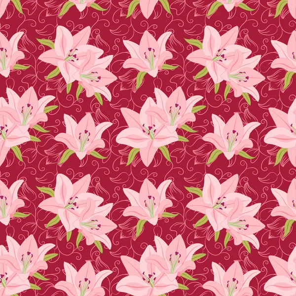 Fondo floral sin costuras con lirio — Vector de stock