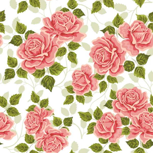 Seamless wallpaper pattern with roses — Stock Vector