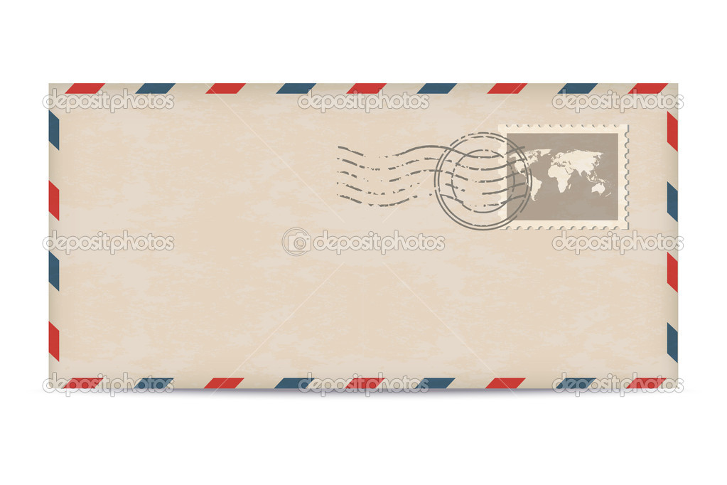 Old postage envelope with stamps