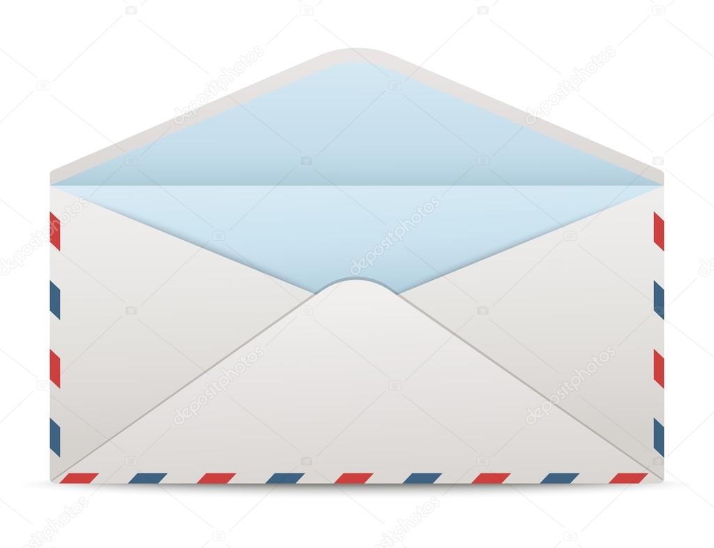 Vector open envelope isolated on white background.