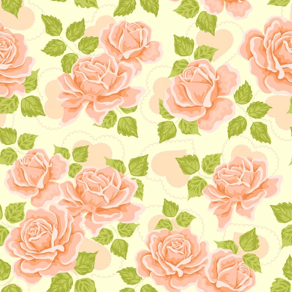 Seamless wallpaper pattern with roses — Stock Vector