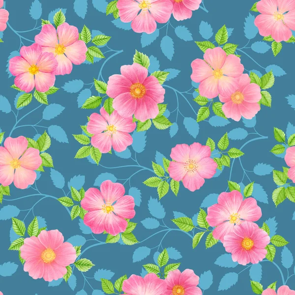 Wild Roses seamless pattern. Scrapbook Paper — Stockfoto
