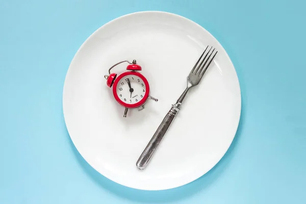 Time Lose Weight Eating Control Time Diet Concept Alarm Clock — Stock Photo, Image