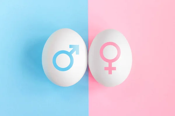 Test Ciążowy Koncepcja Chłopca Czy Dziewczynki Symbole Mężczyzny Kobiety Koncepcja — Zdjęcie stockowe