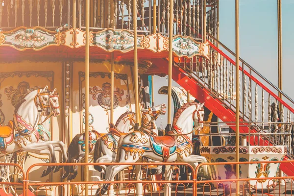 Beautiful Bright Carousel Blue Sky Background Arousel Fragment Copy Space — Stock Photo, Image